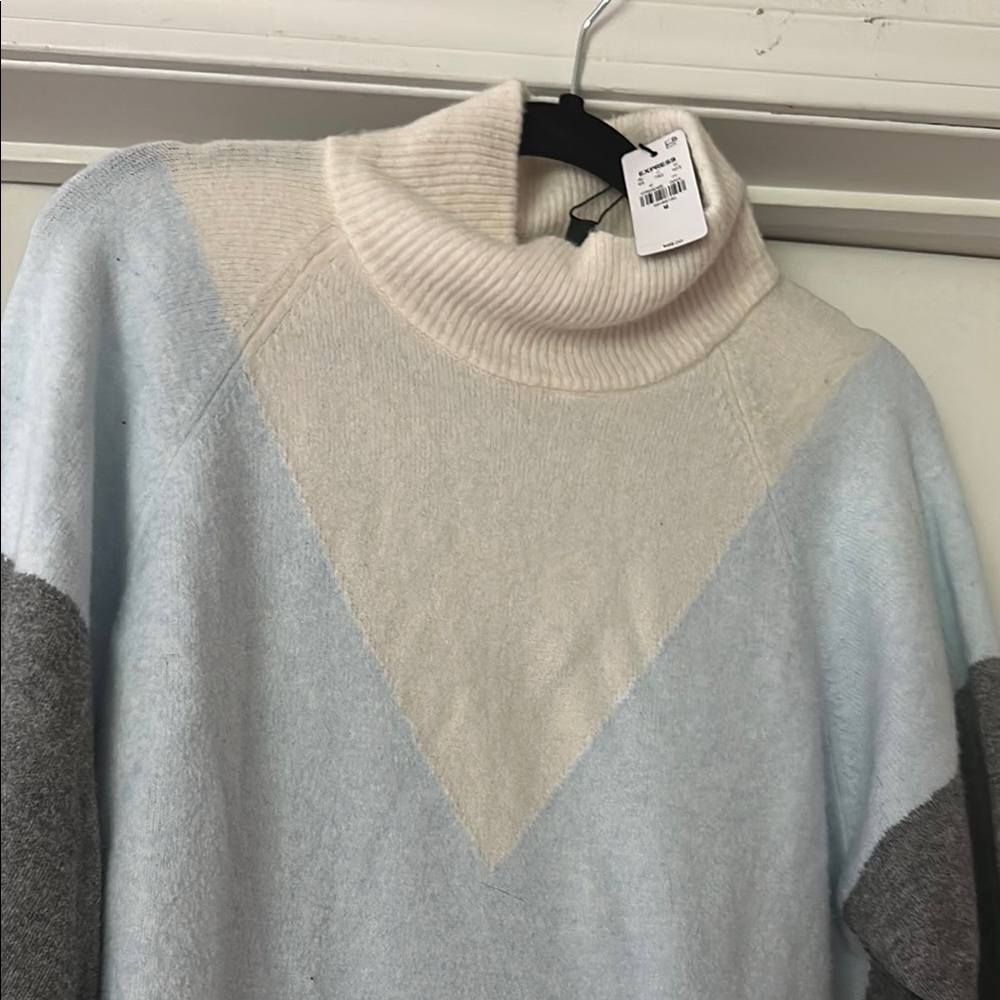 Colorblock Turtleneck Sweater Dress